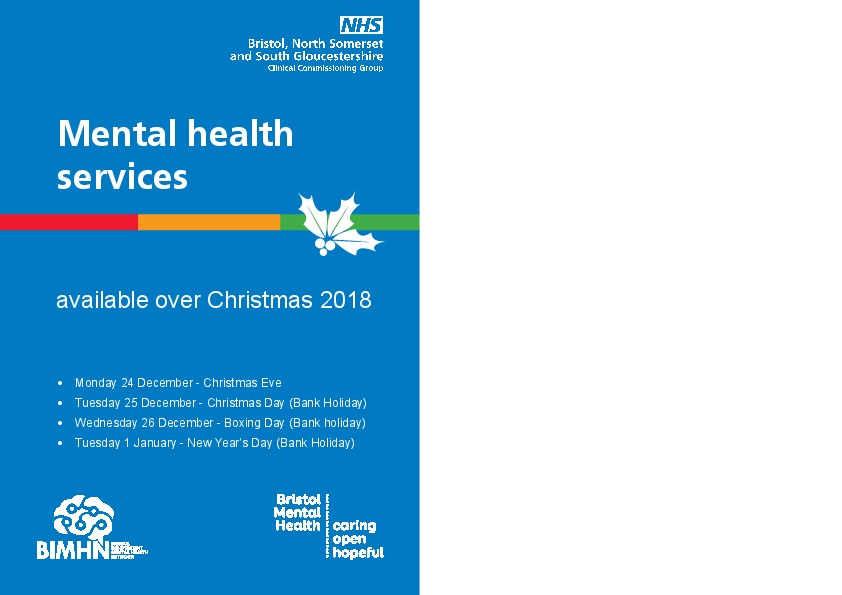 2018 Mental health services available over Christmas FD2 18.12.18